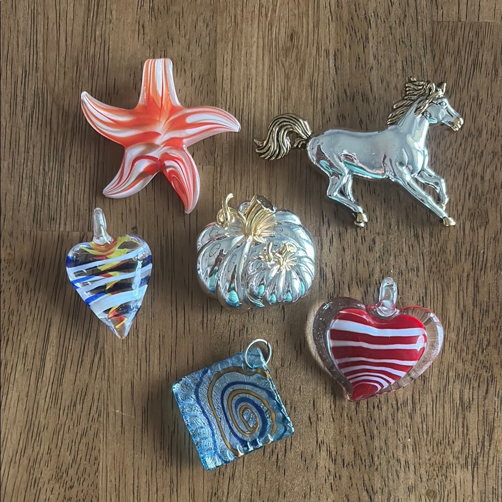 Colorful Glass and Metal pendant set